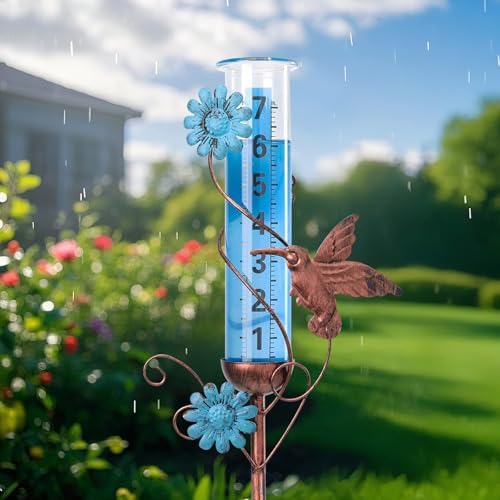 Rain Gauge Outdoor, Hummingbird Rain Gauges for Yard Patio Lawn Garden