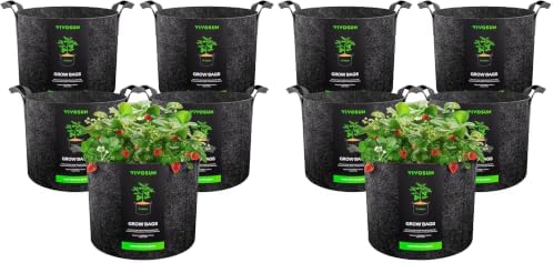 VIVOSUN 10-Pack 15 Gallon Plant Grow Bags, Heavy Duty Thickened Nonwoven Fabric Pots with Handles