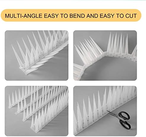OFFO Bird Spikes Pigeon Outdoor Spikes for Cat Keep Birds Raccoon Woodpecker Away Covers 8 Feet(2.44m), Frosted White