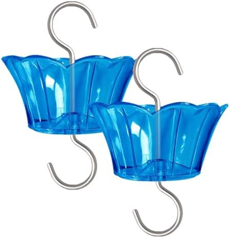 3oz Plastic Ant Moat for Hummingbird Feeder, 2-Pack Blue Insect Guards