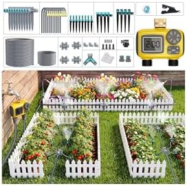 172FT Drip Irrigation System Kit with 2 Zone Water Timer for Garden