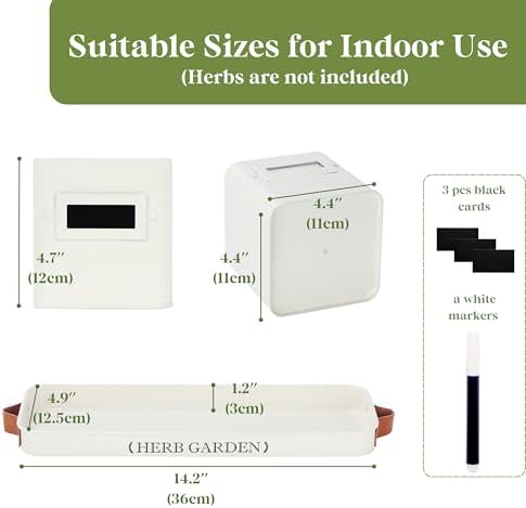 PERFNIQUE Indoor Herb Garden, Herb Planter Set with Tray, Farmhouse Indoor Plant Pots, Windowsill Herb Garden with Drainage(Planter only) for Indoor/Outdoor, Window Pots(White)