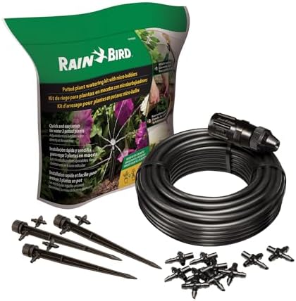 Rain Bird POTTEDKIT Drip Irrigation Kit, Full Circle, 1/4"