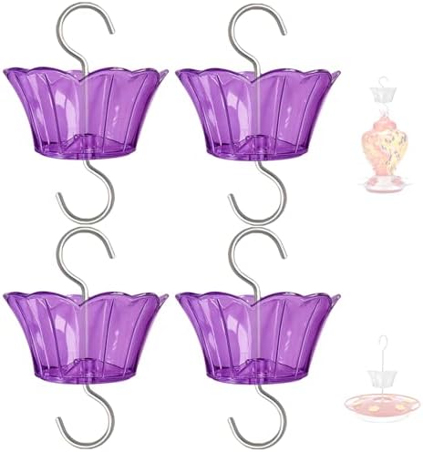3oz Plastic Ant Moat for Hummingbird Feeder, 4-Pack Purple Insect Guards