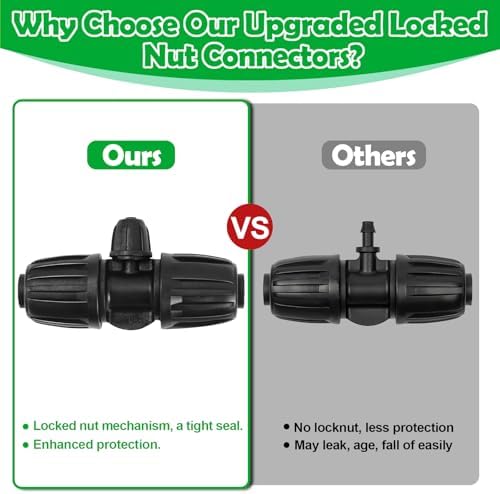 1/2 Inch To 1/4 Drip Irrigation Fittings - 8 Pack Drip Line Irrigation 1/2'' to 1/4'' Barbed Tee Adapter Anti-Drop Lock Nut Barbed Reducer 3 Way Connectors for Drip Irrigation System