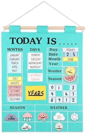 Learning Calendar Weather Time Wall Center Classroom Pocket Chart For Kids