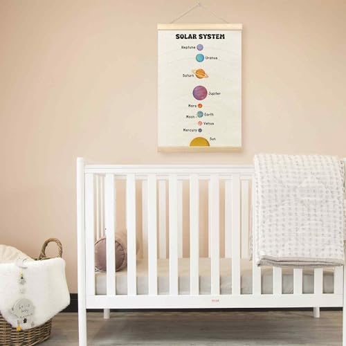 TLESKE Boho Classroom Solar System Decor Poster Hanger Frame for Kids, Homeschool Hanging Wall Art Room Decor for Toddlers Nursery Playroom, Preschool Prek Learning Educational Poster Prints, 16x24