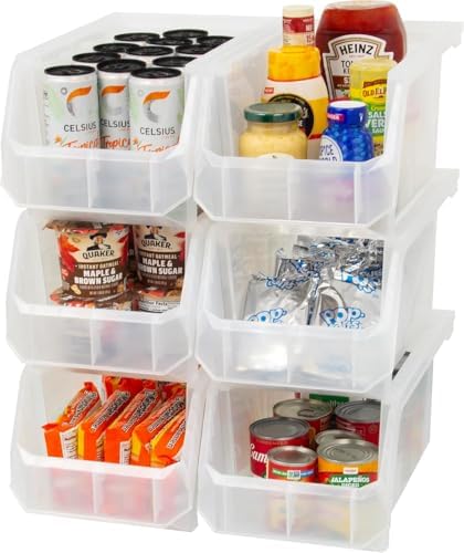 Akro-Mils ReadySpace Large Stackable Plastic Storage Bins, 6-Pack, Clear