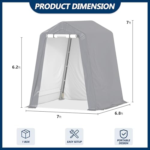 COVERONICS 6' x 7' Outdoor Portable Storage Shelter Shed, Grey