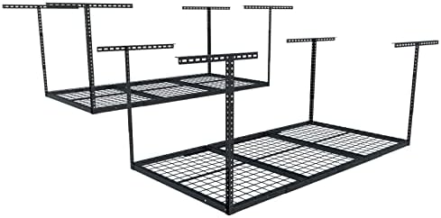 FLEXIMOUNTS 3x6 Overhead Garage Ceiling Storage Rack, 2 Pack, Black