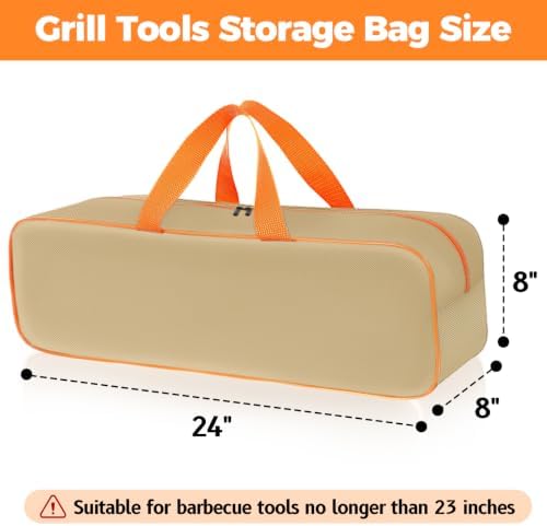 Grill Utensil Storage Bag for Outdoor Grilling, 24 x 8 x 8 in, Khaki