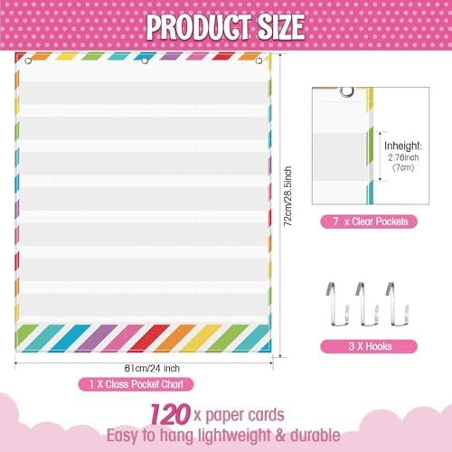 Sinload Classroom Calendar Pocket Chart White, Multicolor