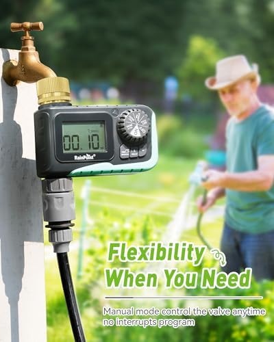 RAINPOINT Sprinkler Timer Outdoor,Programmable Water Timer for Garden Hose Faucet,Irrigation System with Rain Delay/Manual(Metal)