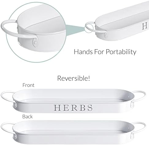 Barnyard Designs Indoor Herb Garden Planter Pots with Tray Set/3 (White)