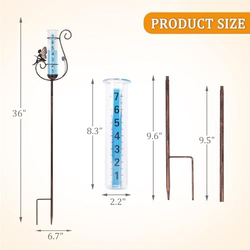 Rain Gauge Outdoor, Fairy Rain Gauges for Yard Patio Lawn Decor