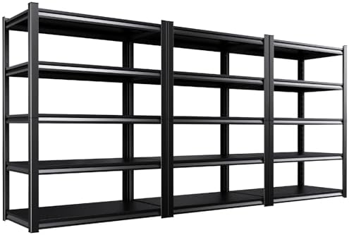 46''W Garage Shelving,AdjustableTall Heavy Duty Shelving,5T Garage Shelves,Storage ShelvesUnit，Metal Standing Shelf Units， Utility Rack for Kitchen Warehouse Basement 71.2 * 46 * 19.7,3-Pack