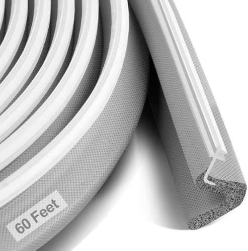 Litaibai 60 ft Kerf Weather Stripping Door Seal for Exterior Doors, Gray