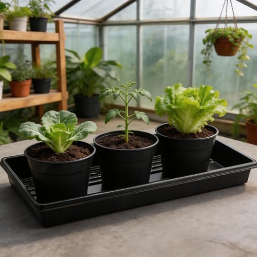 RooTrimmer 50 Pack 6 Inch Nursery Pots, Plastic Flower Pots, Thick Plant Pots with Drainage Hole for Planting Outdoor/Indoor Plants Succulent Herb (Black)
