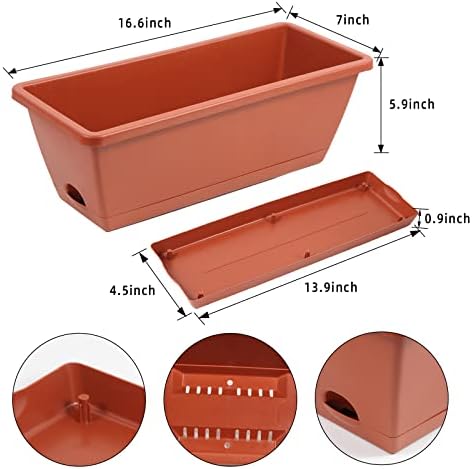 8pcs Window Box Planter,Rectangle Planters Box,Plastic Vegetable Planters