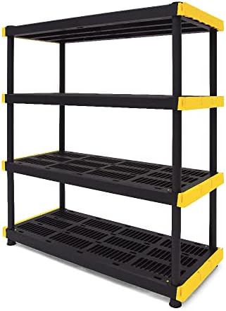 CX Heavy Duty 4-Tier Garage Storage Shelves + 4-pack 27-Gallon Bins & Lids