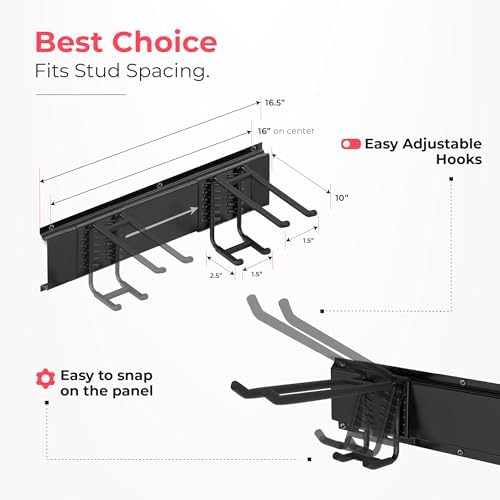 TIDYME Garage Wall Organizer, Shovel Holder Wall Mount, 64" Double Hooks