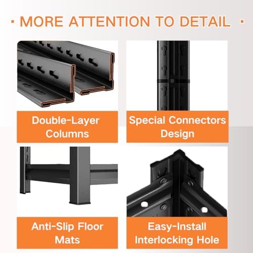 22''H Metal Garage Shelving, 2-Tier Heavy Duty Shelving Unit, Adjustable Garage Storage Shelves, Utility Rack Shelf for Industries, Warehouses, Basement (Black, 22''H*16''W*12''D, 2 Tier)