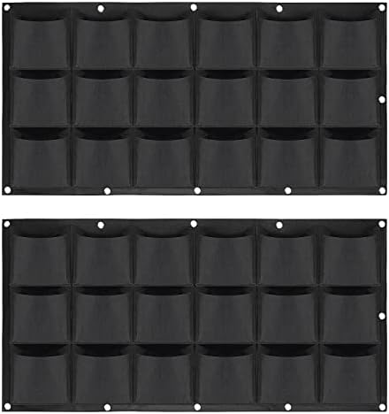 ZOENHOU 2 Pack Total 36 Roomy Pockets Horizontal Garden Planter, Waterproof Wall-Hanging Flower Pot Bags, Felt Wall Mount Balcony Planter Pouch for Herbs, Succulent, Flowers and Vegetables