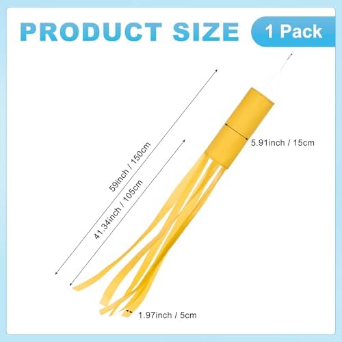 M METERXITY 1-Pack Windsock Flag, Colorful Wind Socks for Garden/Yard/Patio/Home Decor, Spring Summer Fall Winter Outdoor Hanging Decoration [59 in / 150cm, Yellow]