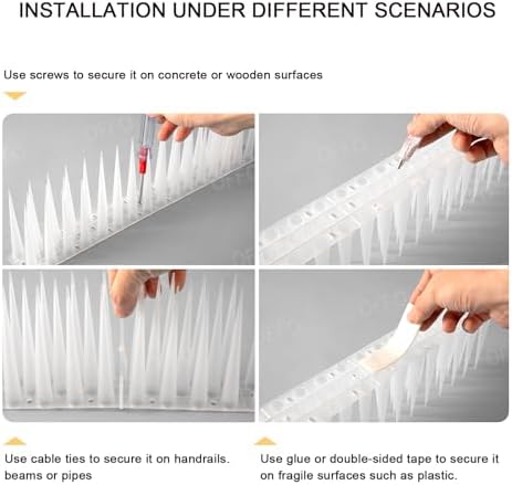 OFFO Bird Spikes Pigeon Outdoor Spikes for Cat Keep Birds Raccoon Woodpecker Away Covers 2.6 Feet(0.8m), Frosted White