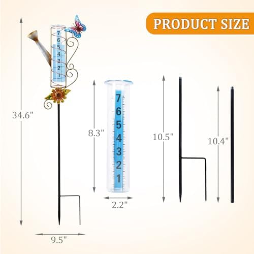 Rain Gauge Outdoor, Kettle-Shape Rain Gauges for Yard Patio Lawn Decor