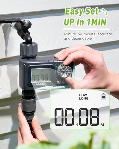 RAINPOINT Sprinkler Timer Outdoor, Water Timer for Garden Hose, Programmable Watering Irrigation Timer with Rain Delay/Manual(Plastic)