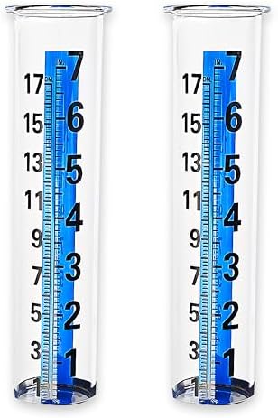 JOYBEE 7" Capacity Glass Rain Gauge Replacement Tube for Outdoors Yard Garden(2 pcs)