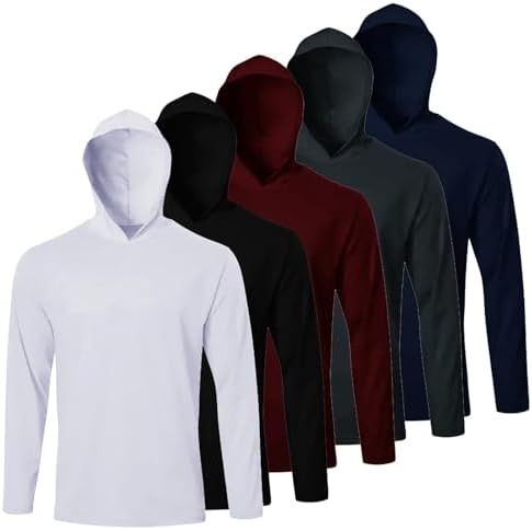 LeeHanTon Men's Sun Shirts Sun Protection Hoodie Shirt UPF 50+ Long Sleeve Work Athletic Shirt with Hooded for Fishing Hiking