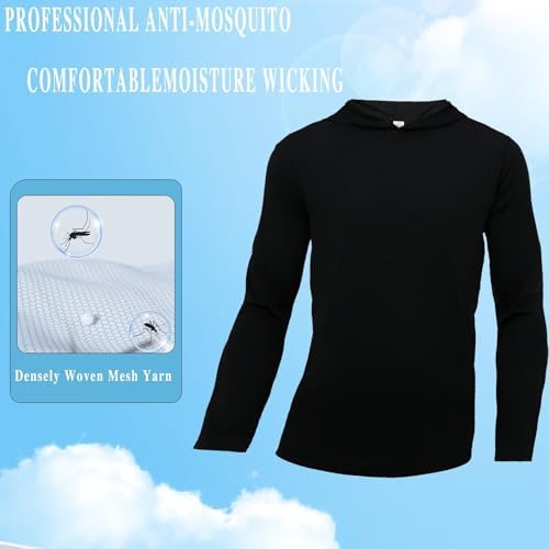 LeeHanTon Men's Sun Shirts Sun Protection Hoodie Shirt UPF 50+ Long Sleeve Work Athletic Shirt with Hooded for Fishing Hiking
