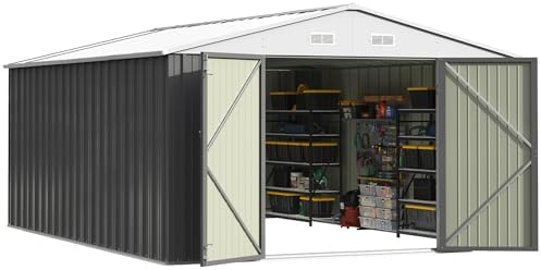 Patiowell 10x14 FT Outdoor Storage Shed, Grey
