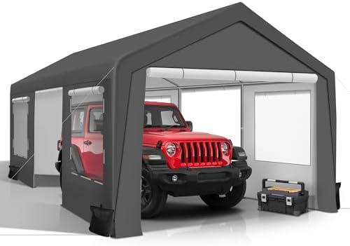 COVERONICS 12' x 20' Heavy Duty Carport Tent, Grey