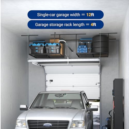 FLEXIMOUNTS 4x4 Overhead Garage Ceiling Storage Rack Organization, Black
