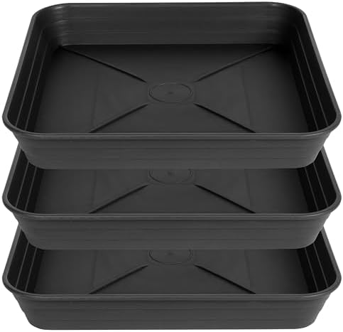 3 Pack Square Plant Saucer Tray 20 inch, Heavy Duty Plastic Plant Saucers for Indoors Outdoor, Flower Plant Drip Trays for Pots, Square Seed Starting Tray, Seedling Growing Trays