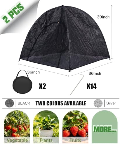 2-Pack Black Pop Up Plant Shade Tent, 36x36x39 Inch 80% Sun Shade Cover