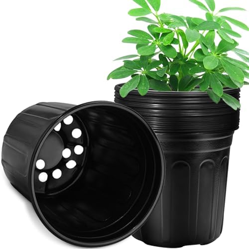 RAOOKIF 5 Gallon Pots for Plants, Flexible 1/2/3/5 Gallon Nursery Pot with Drainage, Gallon Plastic Pots for Plants
