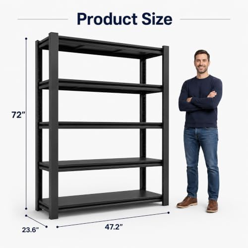 SAWJEC 72" H Garage Shelving Unit, 48" W x 24" D Heavy Duty Rack