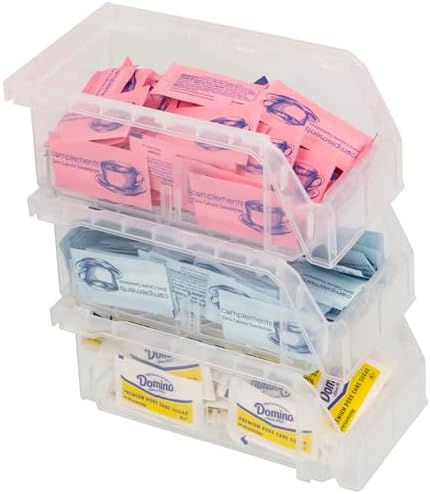 ReadySpace Small Stackable Plastic Storage Bins, 12-Pack, Clear