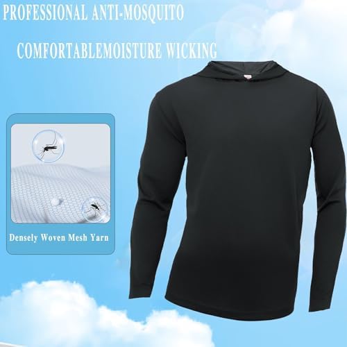 LeeHanTon Men's Sun Shirts Sun Protection Hoodie Shirt UPF 50+ Long Sleeve Work Athletic Shirt with Hooded for Fishing Hiking
