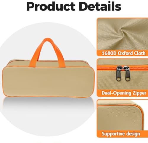 Grill Utensil Storage Bag for Outdoor Grilling, 24 x 8 x 8 in, Khaki