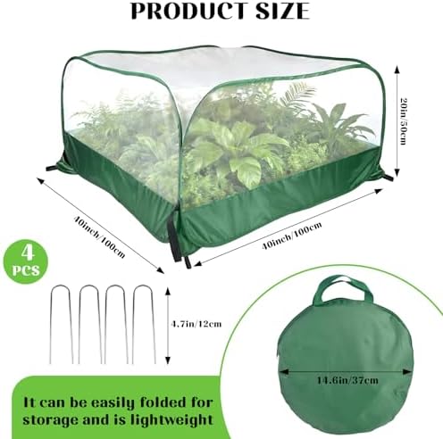 40"x40"x20" Pop Up Garden Mesh Plant Cover-Foldable Mesh Plant Protector