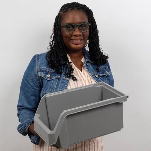 Akro-Mils ReadySpace Large Stackable Plastic Storage Bins, 6-Pack, Black