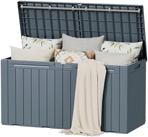 Flamaker Resin Deck Box 100 Gallon Large Outdoor Storage Box Waterproof