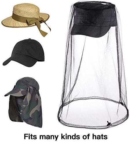 HESTYA 4 Pack Mosquito Head Net Mesh Face Cover Outdoor, Black, Gray