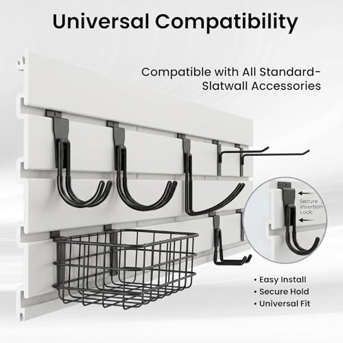 SMARTSTANDARD White Slatwall Panel Set, 4x8 FT PVC Panel with Accessory Kit