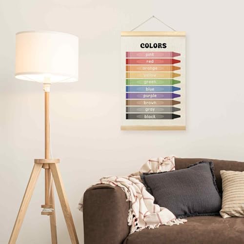 TLESKE Colorful Classroom Colors Learning Educational Poster Hanger Frame, Homeschool Hanging Wall Art Decor for Toddlers Kids Room Nursery Playroom, Preschool Prek Poster Print Banner, 16x24